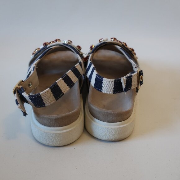 Inuikii Navy‎ & Cream Striped Jewel Sandals (Size 6) - Picture 6 of 8